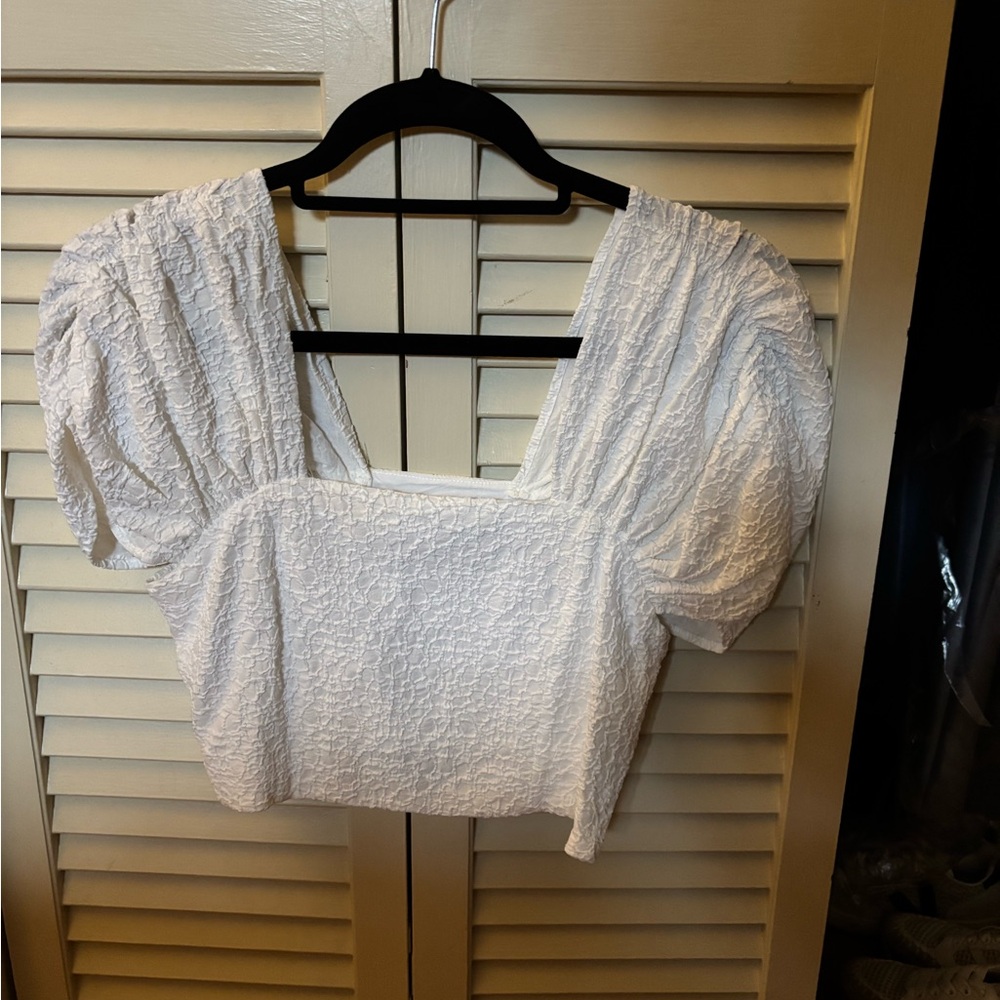 Zara White Textured Blouse